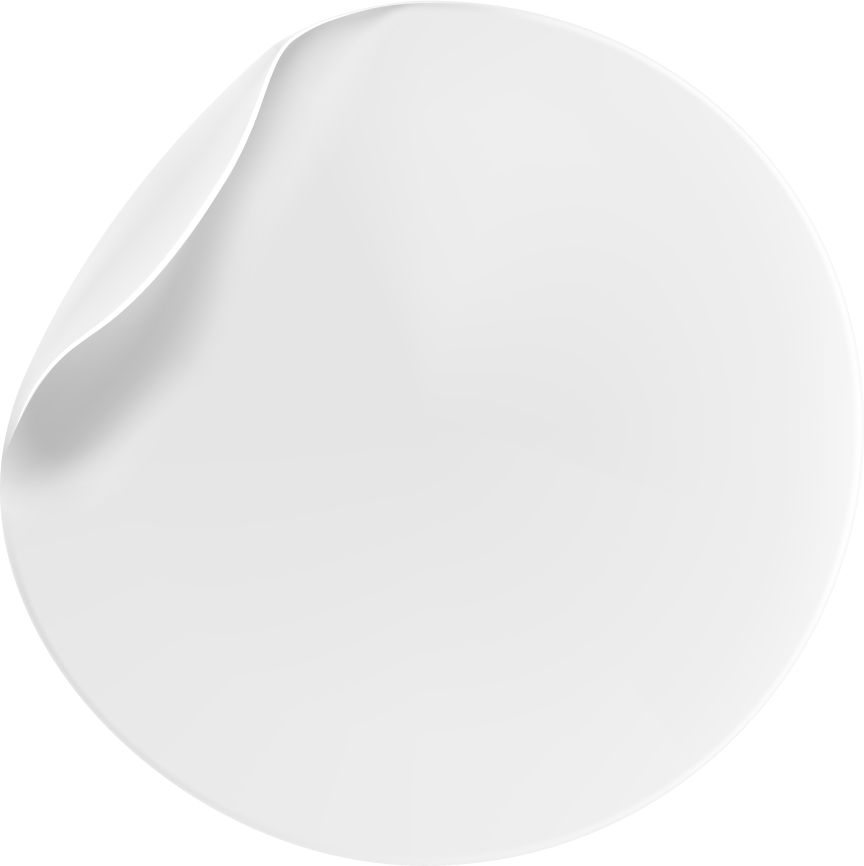 White Round Sticker with Peeling Corner Cutout